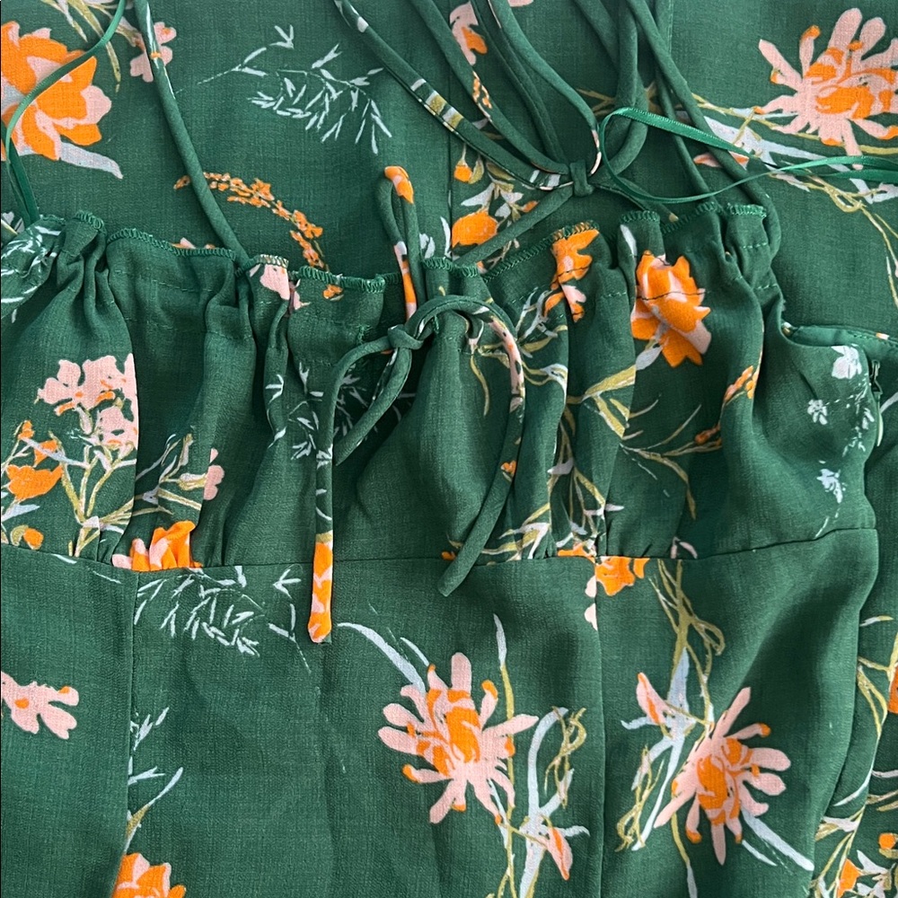 Floral Green and Orange Dress